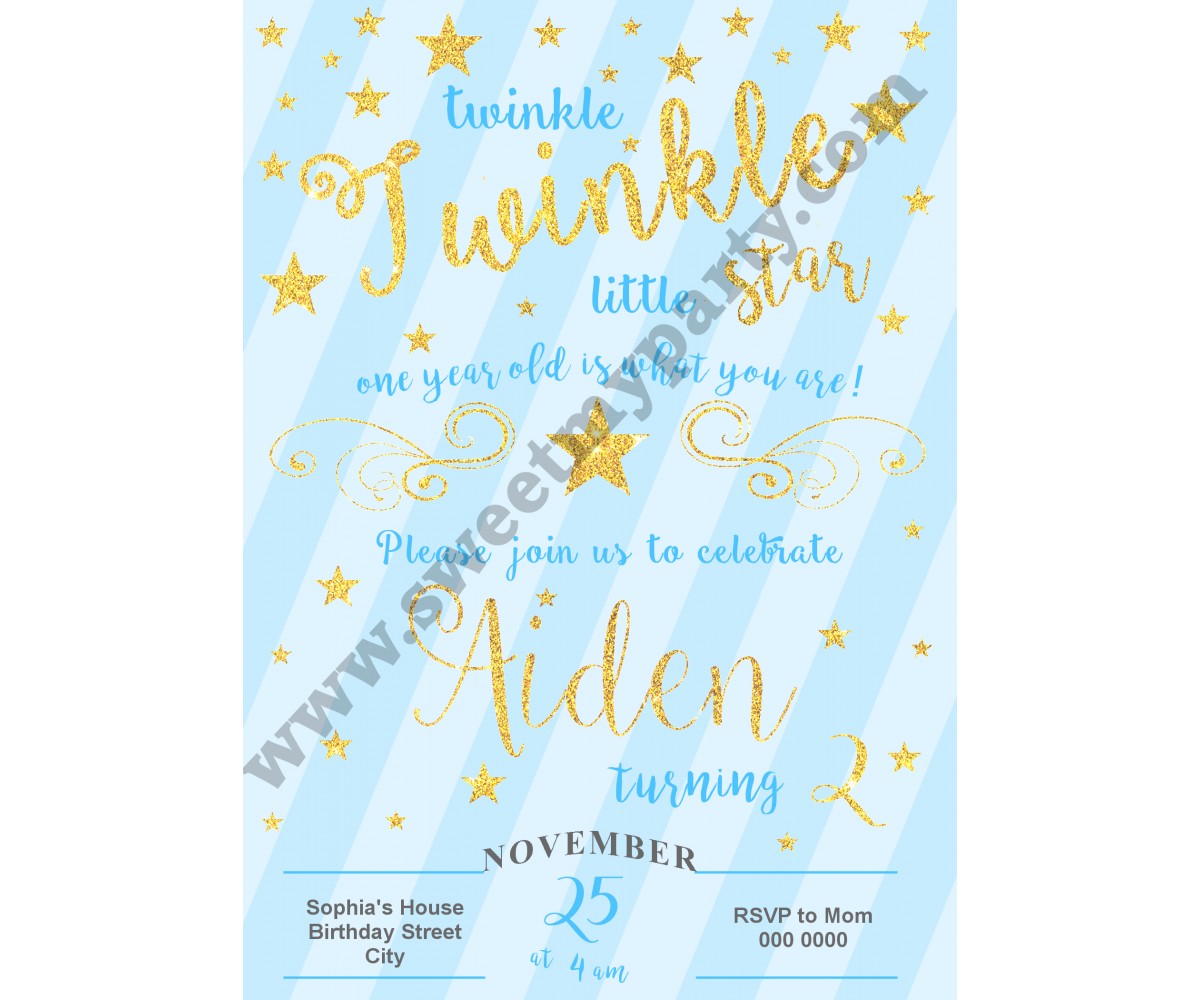 Twinkle Twinkle Little Star Birthday Invitation,(004)